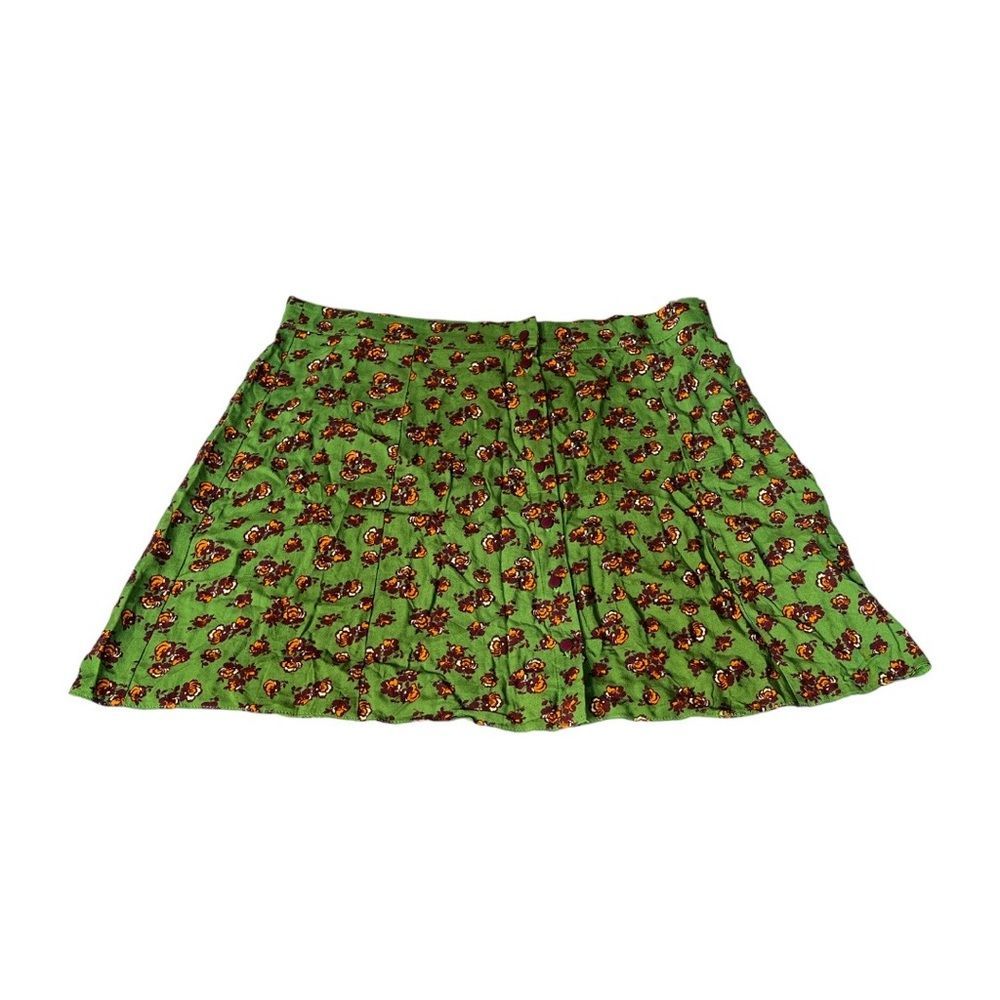ASOS Button Front Floral Mini Skirt Green Size 10